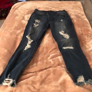 Express Ankle high rise ripped jeans